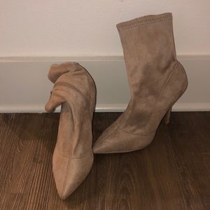 Nude Suede Booties
